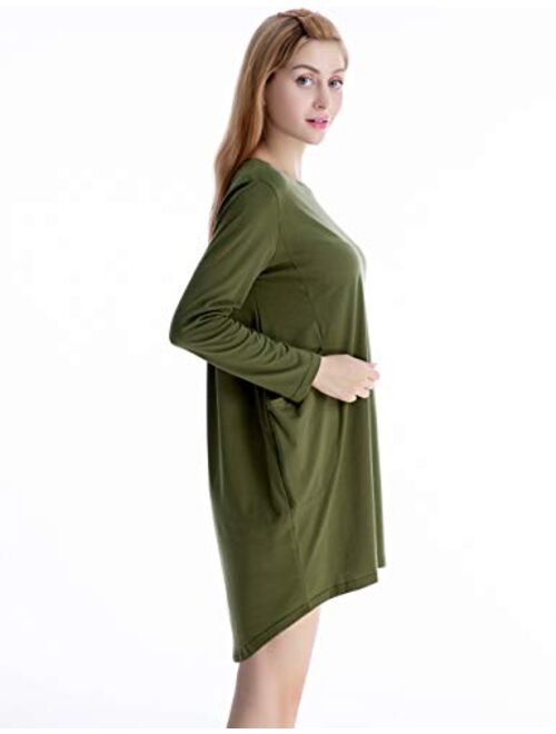 Yosayd Long Sleeves Faith Oversize T Shirt Dresses with Pocket for Women
