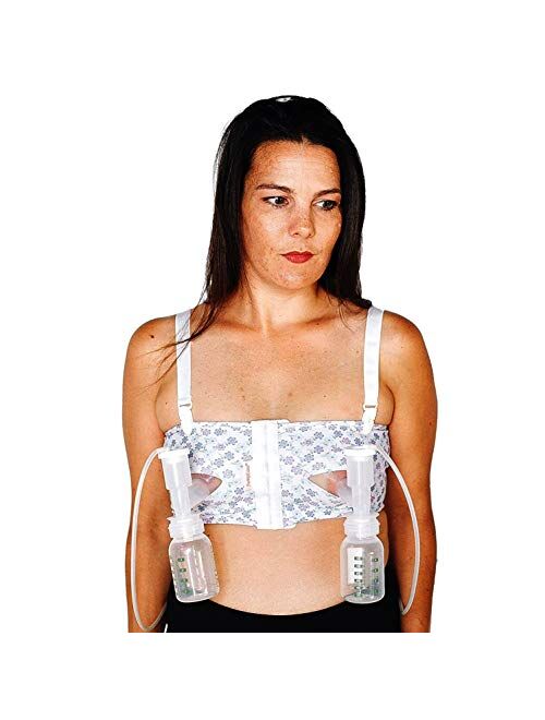 Hands Free Pumping Bra for Breast Pumps - Adjustable Spandex Pumping Bustier Will Support 2 Breast Pumping Bottles and Flanges