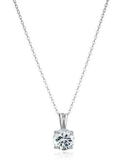 Sterling Silver Genuine or Created Round Cut Birthstone Pendant Necklace, 18"