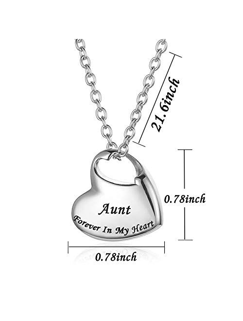 Cremation Urn Necklace for Ashes Urn Jewelry,Forever in My Heart Carved Locket Stainless Steel Keepsake Waterproof Memorial Pendant for mom & dad with Filling Kit