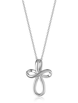 Amazon Collection Sterling Silver Open Loop Cross Pendant Necklace 18
