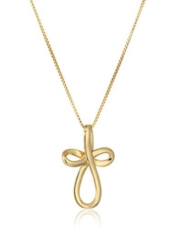 Amazon Collection Sterling Silver Open Loop Cross Pendant Necklace 18