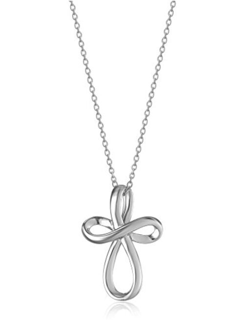 Amazon Essentials Amazon Collection Sterling Silver Open Loop Cross Pendant Necklace 18