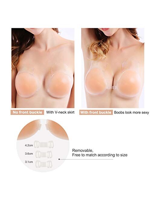 Ajulu Sticky Bras for Women Push Up, Lifting Sticky Bra, Adhesive Silicone Bras with Nipple Covers