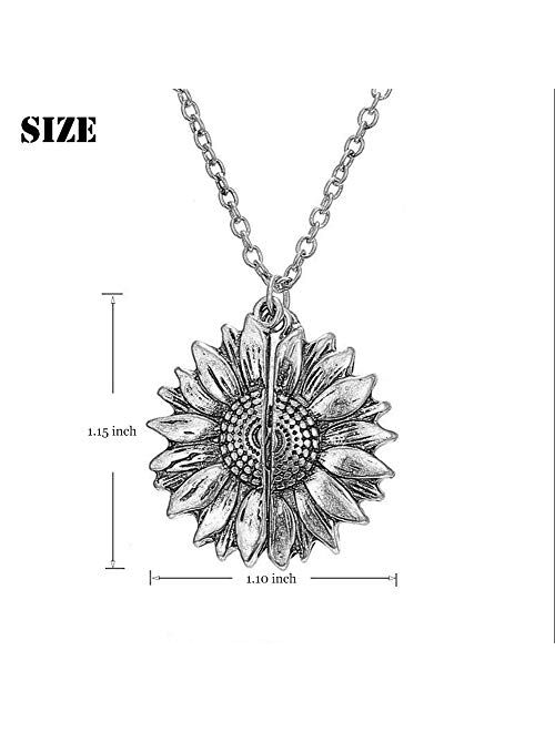 JYH You are My Sunshine Necklace Sunflower Open Locket 14K Gold Plated Necklace Pendant Gifts for Women Girls