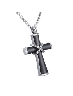 HooAMI Cremation Jewelry for Ashes Cross Urn Necklace Pendant Memorial Ash Jewelry