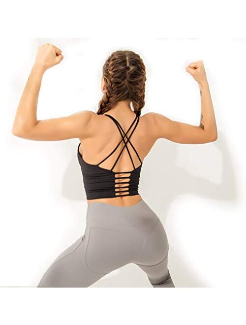 Redqenting Women's Wirefree Bras Medium Support Seamless Bras Workout Running Bralette Padded