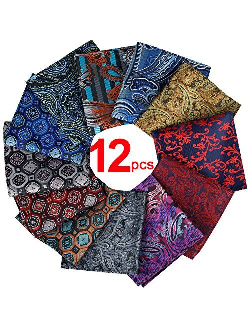 Jeatonge Pocket Square For Men Assorted 12 Pack (Style 10)