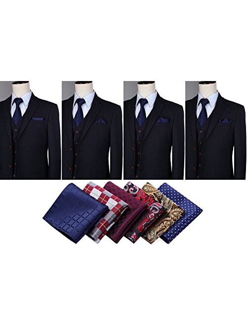 HISDERN 6 Piece Assorted Woven Men's Pocket Square Handkerchief Wedding Gift