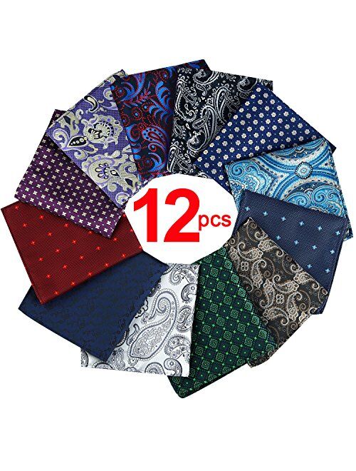 Jeatonge Pocket Square For Men Assorted 12 Pack (Style 07)