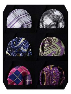 6 Piece Assorted Colors Woven Men's Pocket Square Handkerchief Wedding Party Gift