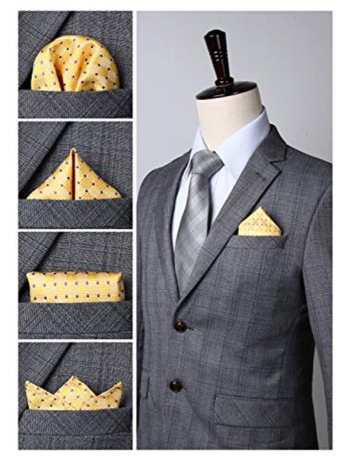 HISDERN 6 Piece Assorted Colors Woven Men's Pocket Square Handkerchief Wedding Party Gift