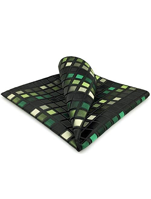 SHLAX&WING Ties for Men Checkered Green Mens Neckties Silk Fashion for Suit
