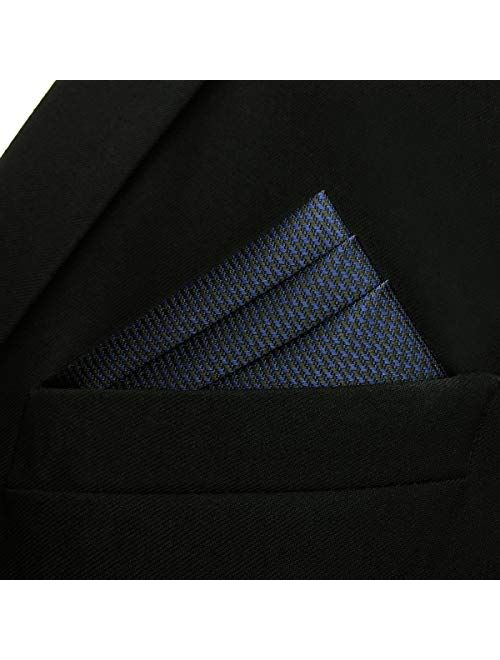 SHLAX&WING Neckties Solid Blue Navy Silk Ties for Men Silk Navy