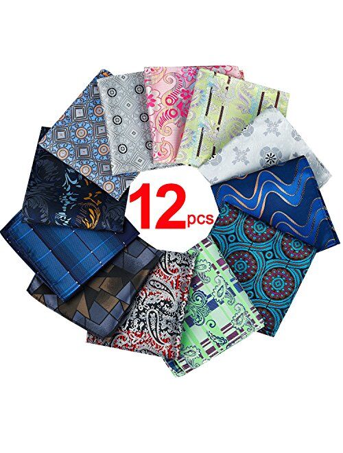 Jeatonge Pocket Square For Men Assorted 12 Pack (Style 08)