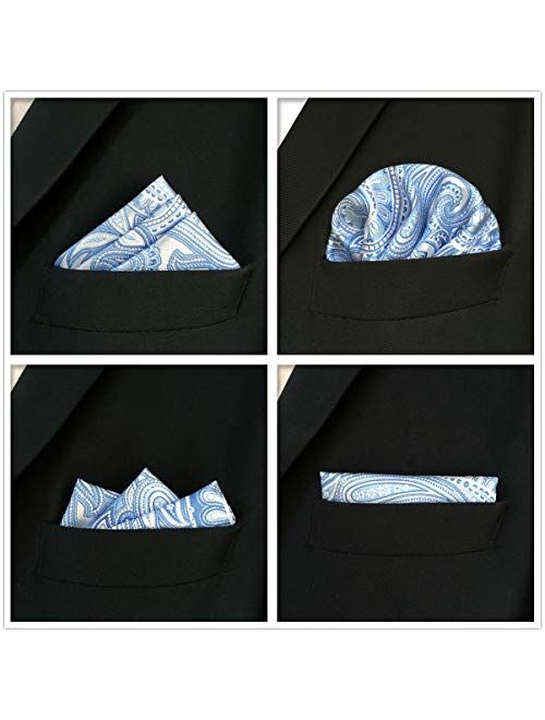 SHLAX&WING 5 Pieces Assorted Mens Silk Pocket Square Handkerchiefs Set