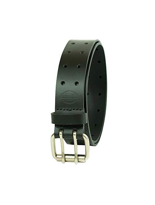 Dickies Men's Leather Adjustable Buckle Double Prong Belt
