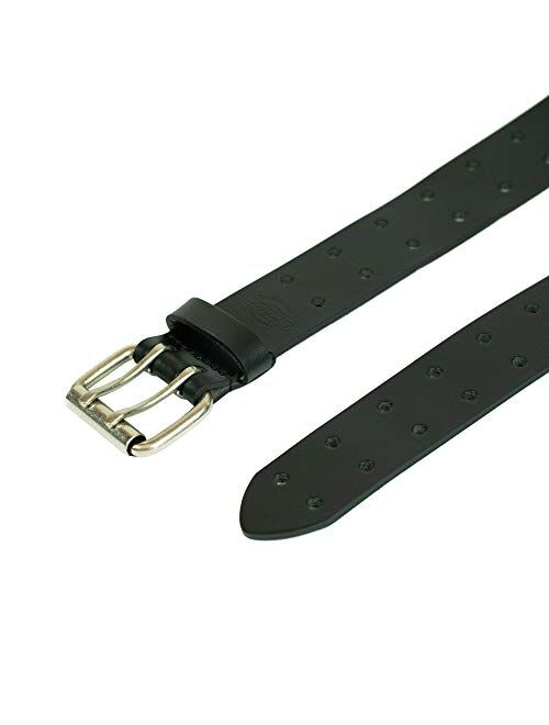Dickies Men's Leather Adjustable Buckle Double Prong Belt