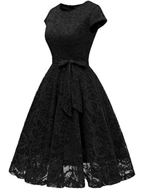 MUADRESS Women Short Lace Bridesmaid Dresses with Cap-Sleeve Formal Party Dresses