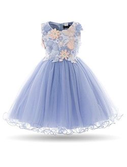 CIELARKO Girls Dress Kids Flower Lace Party Wedding Dresses for 2-11 Years