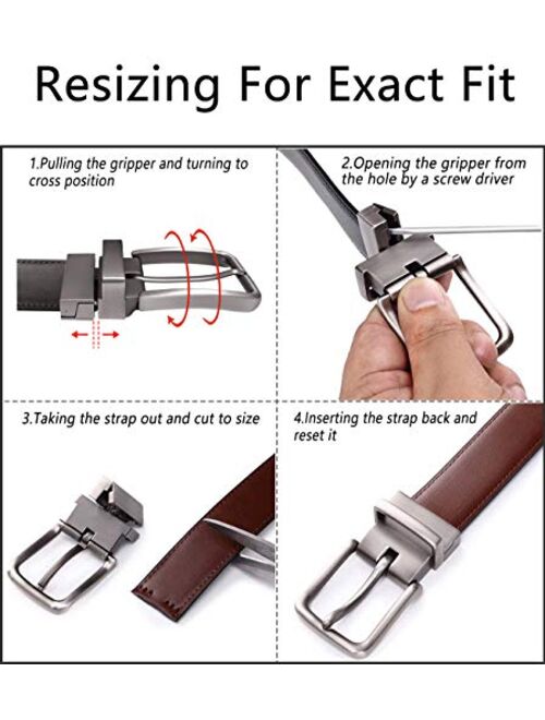 Men's Belt,Bulliant Genuine Leather Adjustable Reversible Belt 1.25