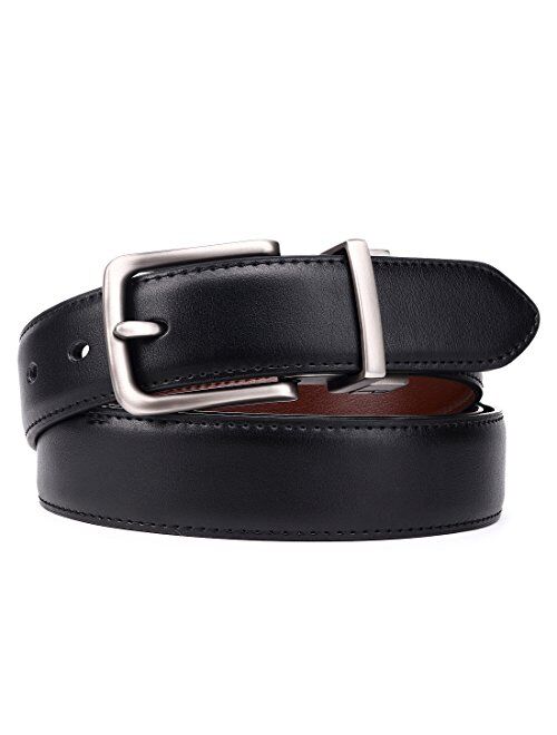 Men's Belt,Bulliant Genuine Leather Adjustable Reversible Belt 1.25