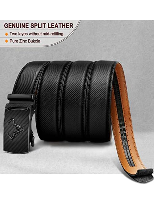 Mens Belt,Bulliant Designer Click Genuine Leather Ratchet Belt For Men, Size-Customized