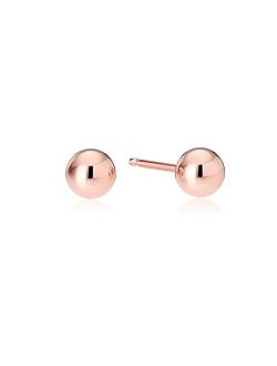 Plated Sterling Silver Polished Ball Stud Earrings