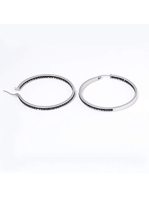 CiNily Mult-Colors Crystal Stainless Steel Hoop Earring for Women Hypoallergenic Jewelry for Sensitive Ears Large Big Hoop Earrings 2"