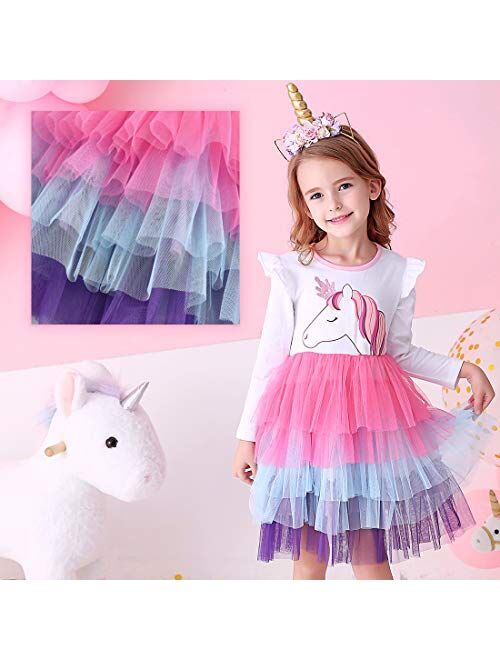 VIKITA Toddler Flower Girl Dress Winter Long Sleeve Tutu Party Dresses for Girls 3-7 Years