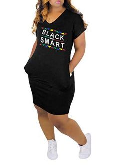 Remelon Womens Casual Short Puff Sleeve Digital Graffiti Print Loose Tunic T-Shirt Mini Dress