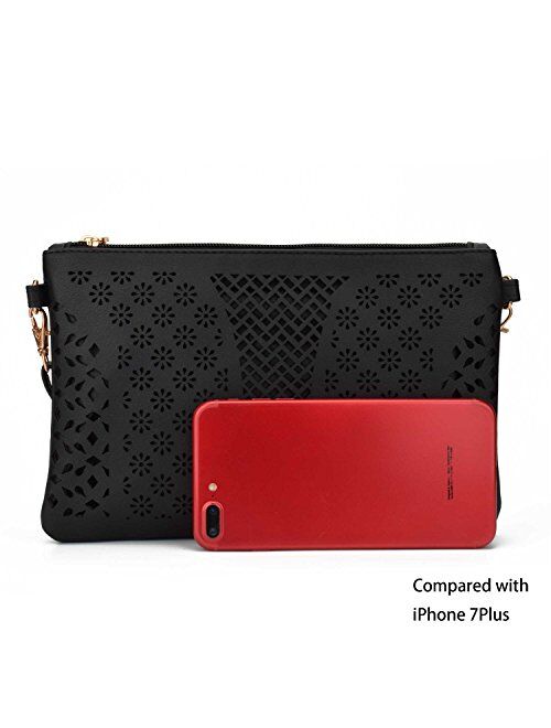 Jiaruo Women Vintage Girls Hollow Out Sling Leather Crossbody Bag Handbag Purse