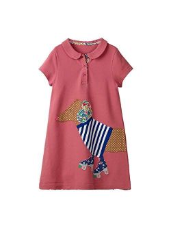 HILEELANG Little Girl Trends Spring Summer Casual Cotton Applique Tunic Dress Shirt