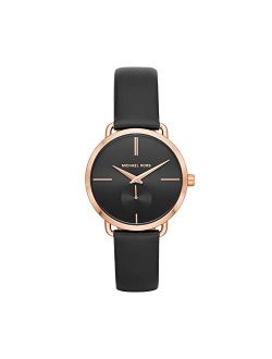 Women's Stainless Steel Quartz Watch with Leather Strap