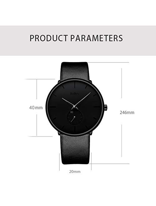 Mens Watches Minimalist Ultra Thin Waterproof Fashion Dressy Wrist Watch for Men Business Casual Luxury Quartz Analog Watch