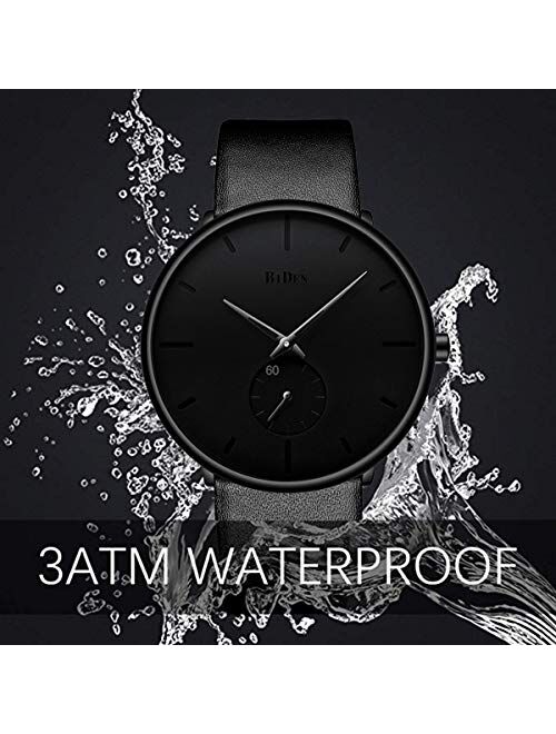 Mens Watches Minimalist Ultra Thin Waterproof Fashion Dressy Wrist Watch for Men Business Casual Luxury Quartz Analog Watch