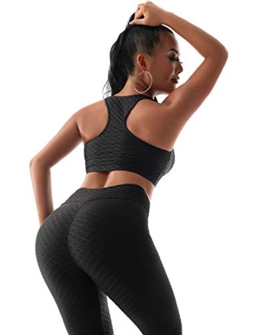 BEELU FASHION BOUTIQUE Women's Scrunch Push Up Butt Lifting Leggings Workout Sport Fitness Gym Tights (Black,M)