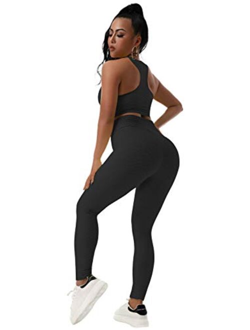 BEELU FASHION BOUTIQUE Women's Scrunch Push Up Butt Lifting Leggings Workout Sport Fitness Gym Tights (Black,M)