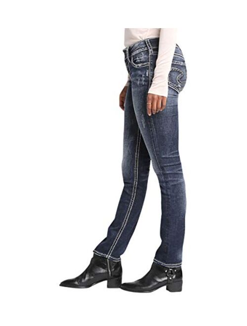 Silver Jeans Co. Women's Suki Curvy Fit Mid Rise Straight Leg Jeans