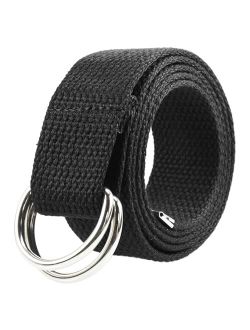 Gelante Canvas Web D Ring Belt Silver Buckle Military Style for men & women 1 or 3 pcs