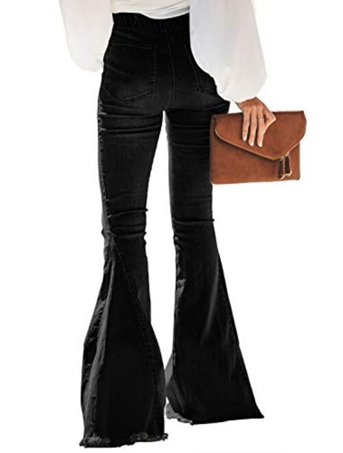 Paitluc Womens Classic Stretchy Flare Bell Bottom Denim Jeans Pants