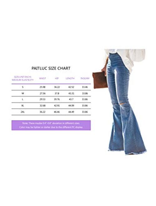 Paitluc Womens Classic Stretchy Flare Bell Bottom Denim Jeans Pants