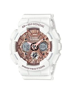 Women's G Shock Stainless Steel Quartz Watch with Resin Strap, White, 29 (Model: GMA-S120MF-7A2CR)