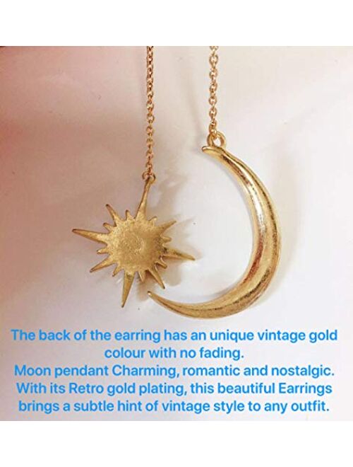 Dainty Long Dangle Earrings for Women Girls, Fashion Jewellry, Cute Gold Silver dangly, Upgrade Moon Stars Sun Earring
