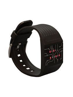 getDigital Binary Wrist Watch for Professionals with LED Lights - A Black Digital Clock That depicts The time as Binary Code