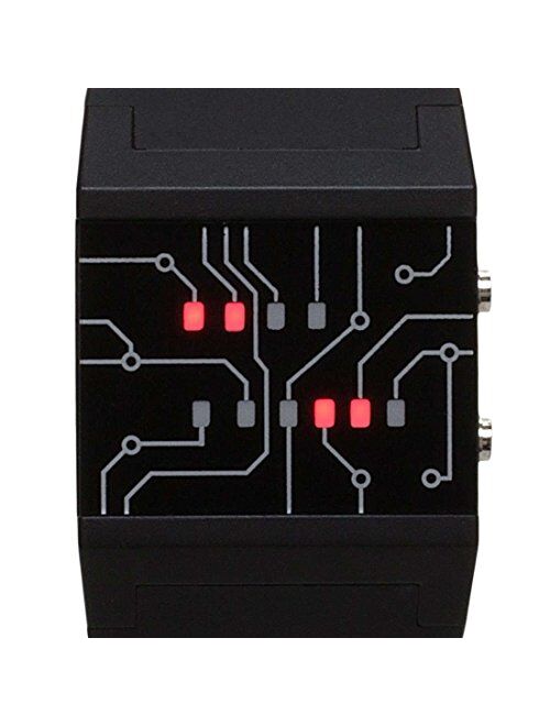 getDigital Binary Wrist Watch for Professionals with LED Lights - A Black Digital Clock That depicts The time as Binary Code