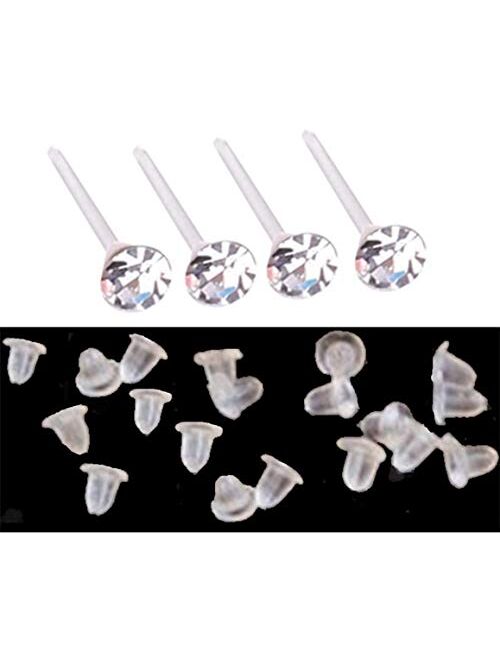 Set of Nylon Posts Plastic Posts Crystal Stud Hypoallergenic Earrings