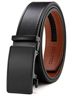 Chaoren Leather Ratchet Dress Belt 1 3/8 with Automatic Slide Belt, Click Adjustable Trim to Fit in Gift Box