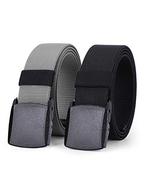 Nickle Free Hiking Nylon Belt in YKK Buckle up to 51 Inches WHIPPY 2 Pack Elastic Stretch Belt for Men 