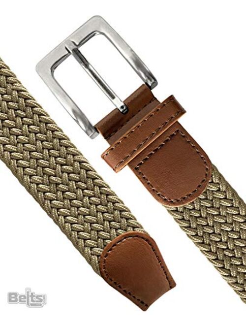 Belts.com Stretch Belt Braided Elastic Stretch Belt Casual Weave Canvas Fabric Woven Belt 1-3/8